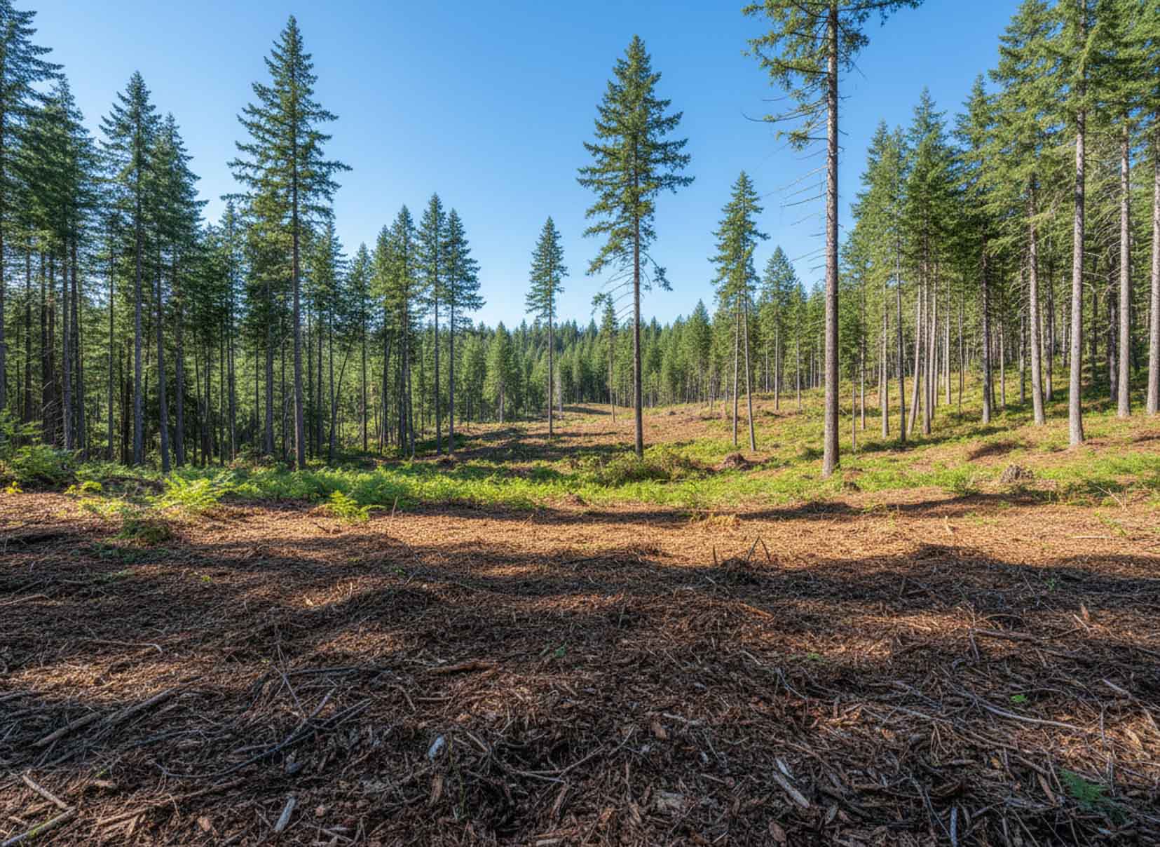 Forestry mulching service area for brush reduction and fuel management