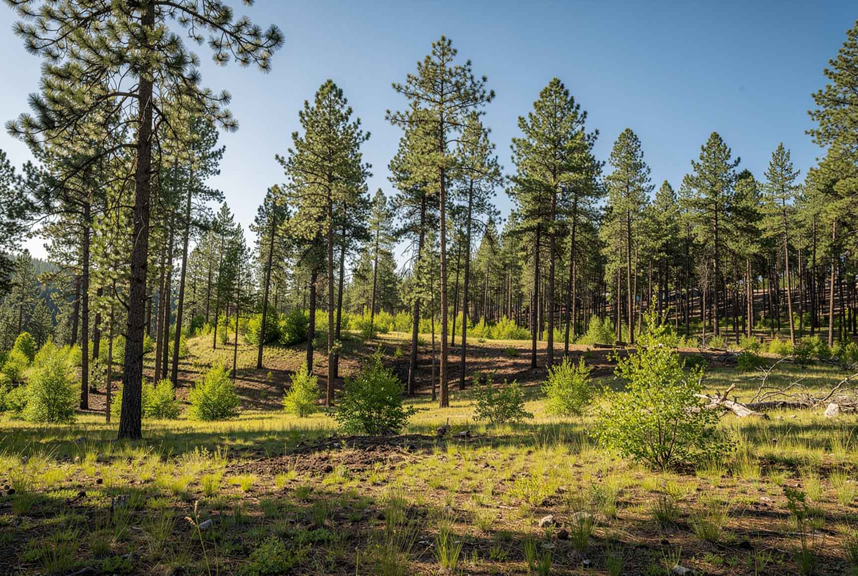 Forested terrain for wildfire mitigation and defensible space planning